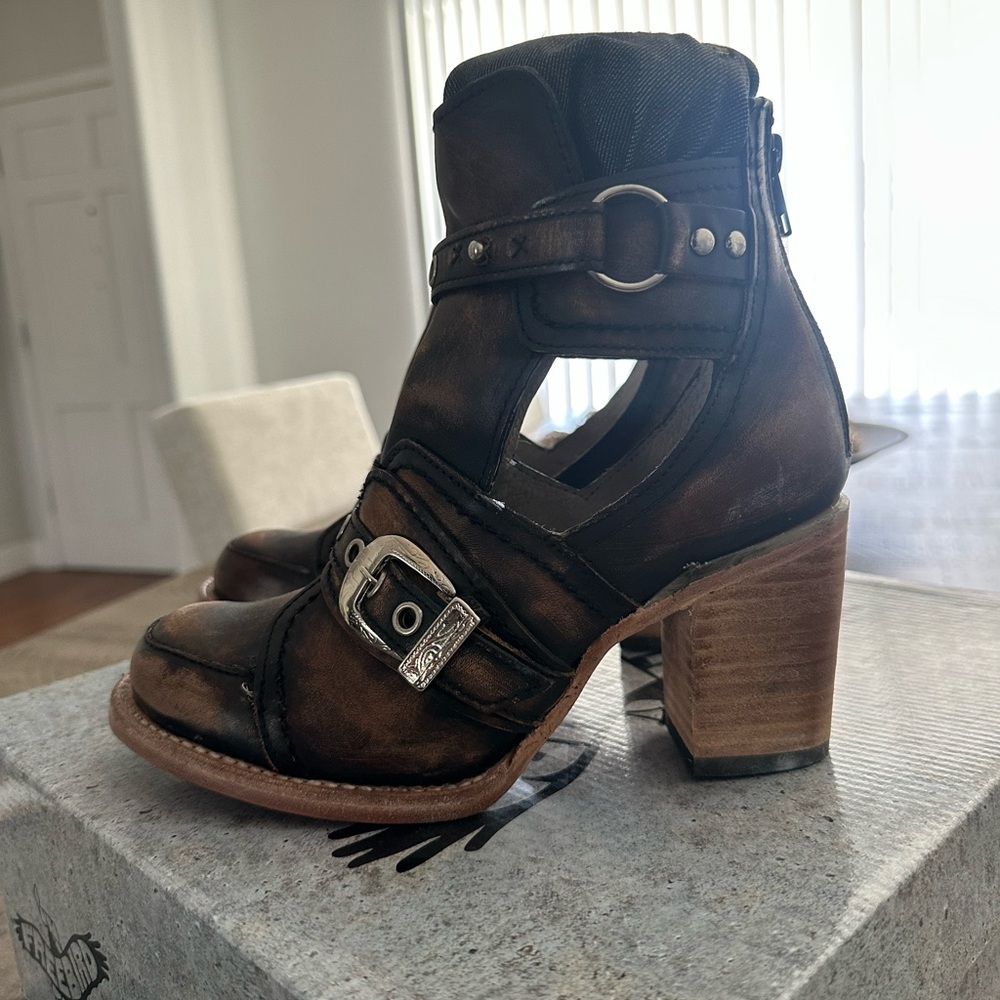 Freebird Distressed Brown Heeled Boots